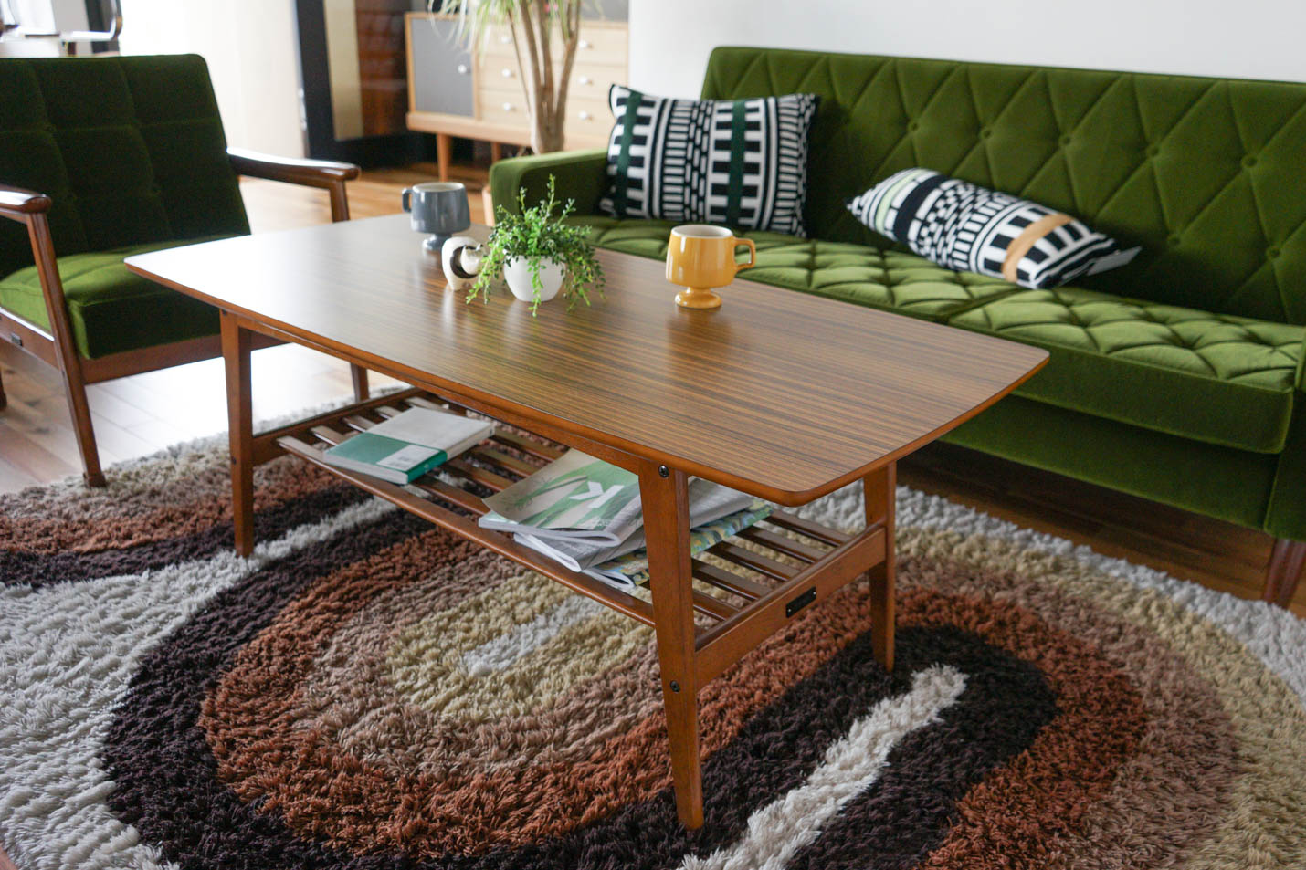 カリモク60 リビングテーブルＬ ウォールナット