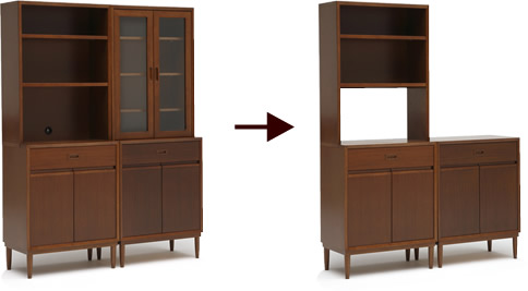 背板をはずせるオープントップキャビネット