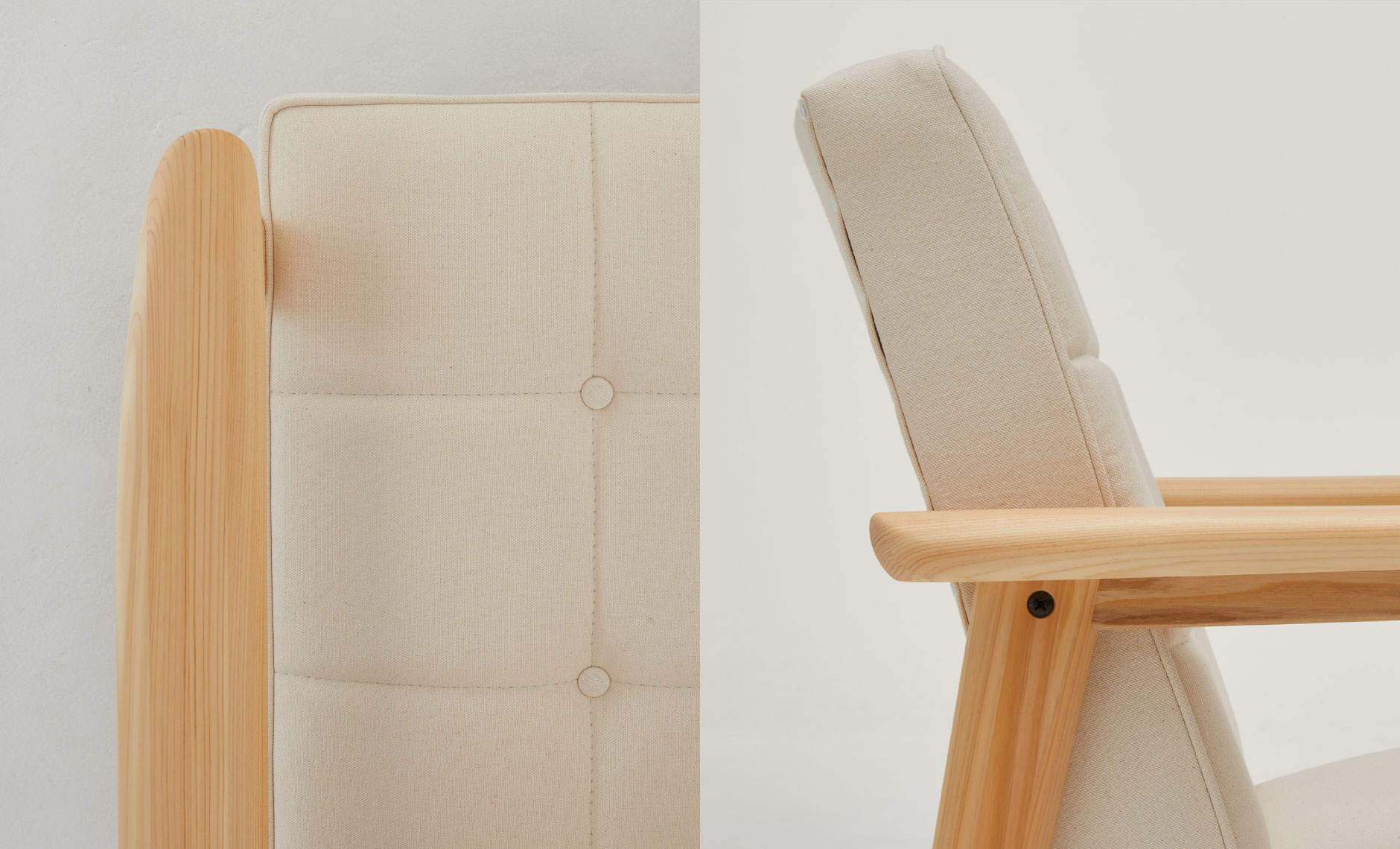 カリモク60Kチェア 美作ヒノキ×倉敷頒布 木部