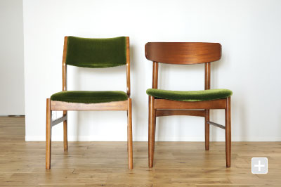 カリモク60 アームレスダイニングチェアとTチェアを正面から比較