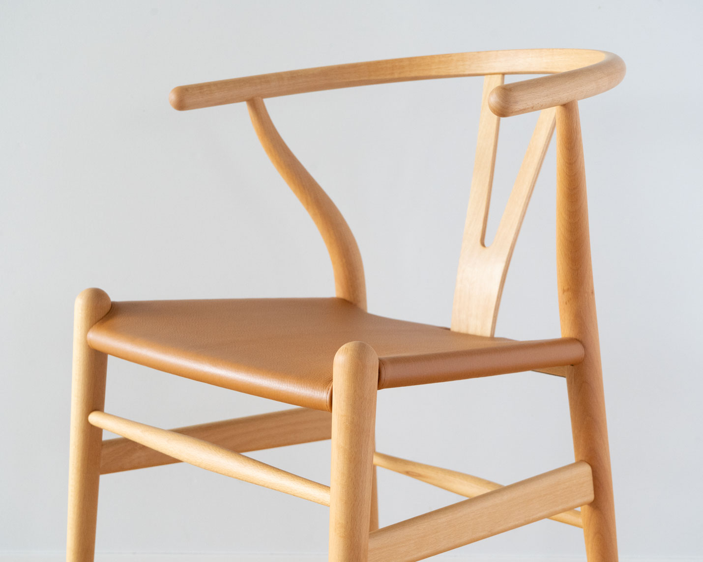 カール・ハンセン&サン(CARL HANSEN & SON) CH24P Yチェア(レザーシート:ゴールデンブラウン) ビーチ オイルフィニッシュ