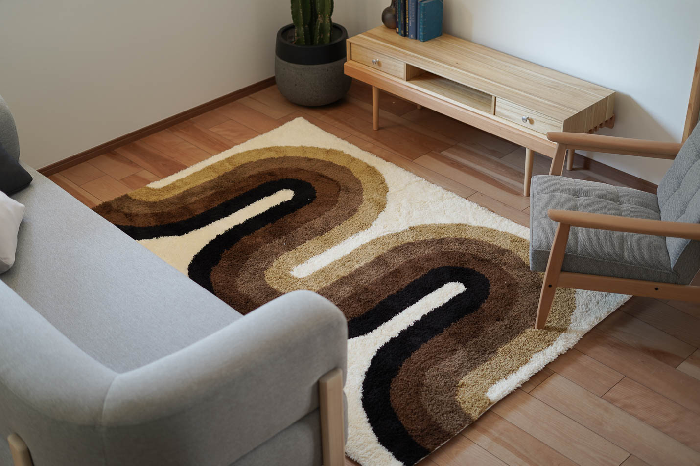 vanillaオリジナルラグWave L ブラウンKNSエレファントソファ