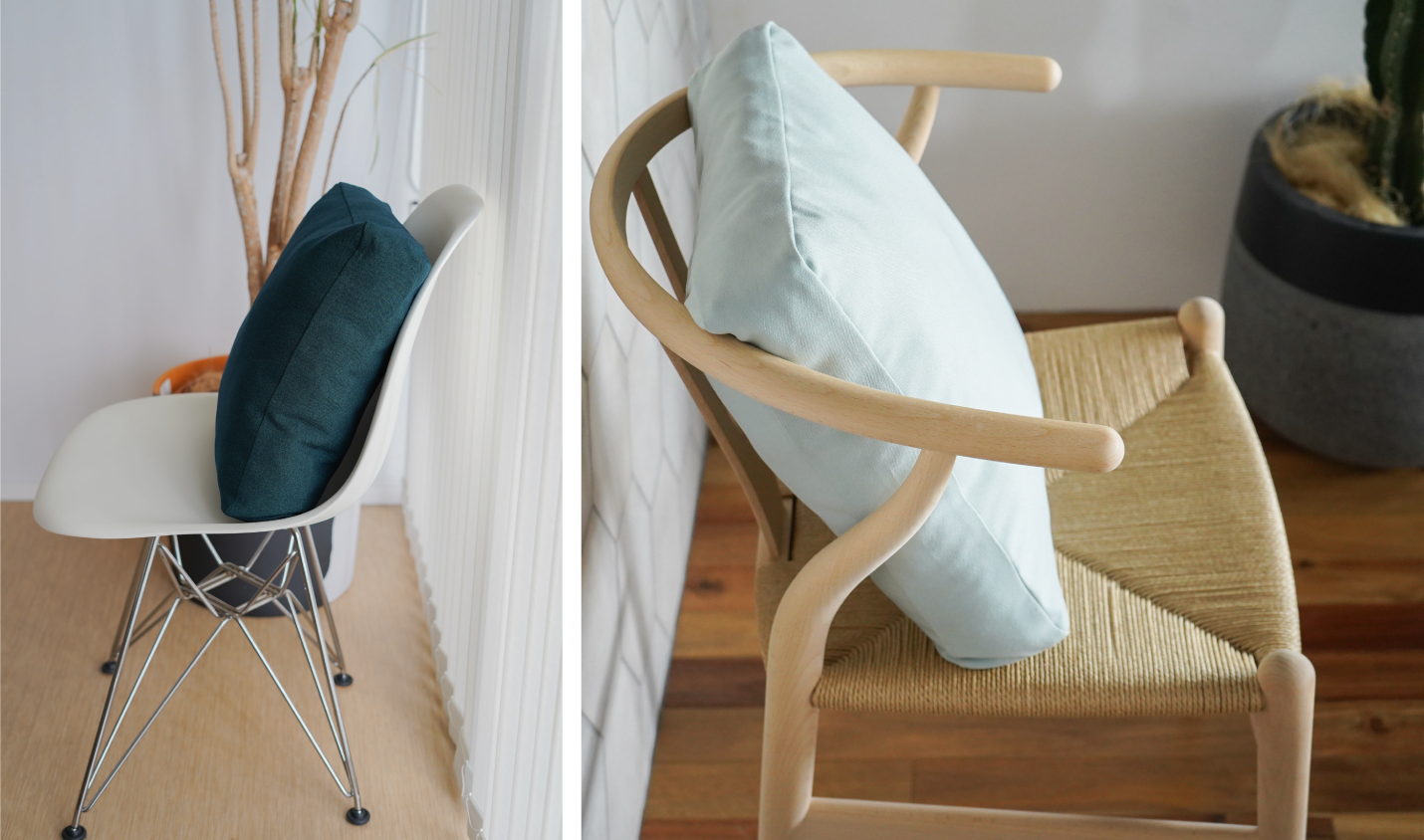 イームズチェアとCH24Yチェアとサンドイッチクッション