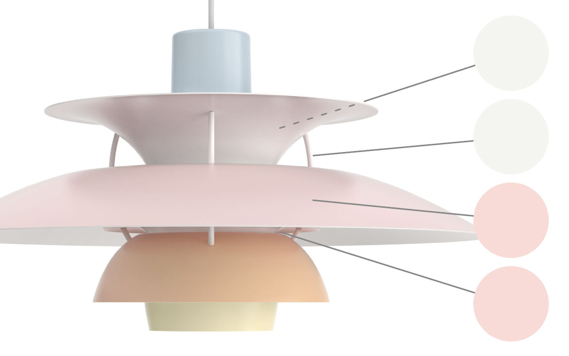 ルイスポールセン（Louis Poulsen）ペンダントライトPH5パステル・ブルー・ローズ・ピーチ