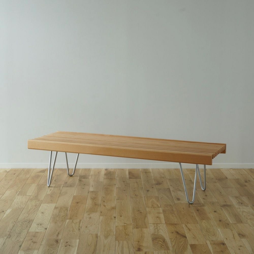 826STANDARD UNIT126cm スラットベンチ ヘアピンレッグ [S3SH] ナチュラル