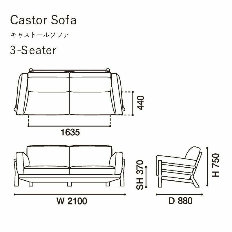 カリモクニュースタンダード キャストールソファ 3シーター（Karimoku New Standard Castor Sofa 3Seater） 張地：クヴァドラ・コーダ2 [W3453］ 商品画像2