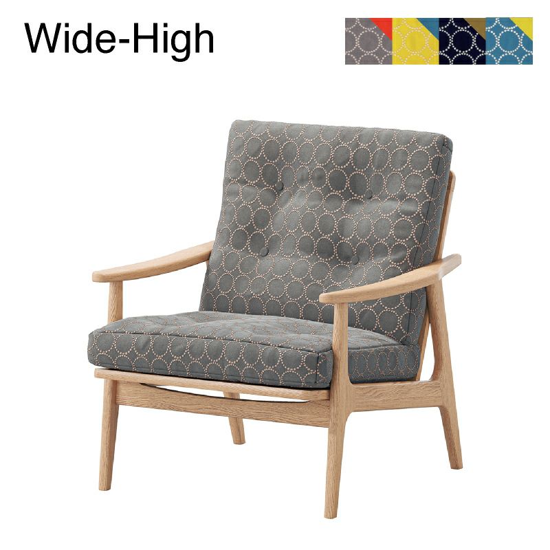 マルニ60+ オークフレーム ワイドハイバックチェア  1シーター ファブリック M-05（ミナペルホネン dop-tambourine）商品画像1