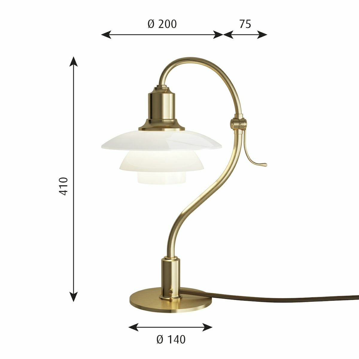 《200台限定復刻品》ルイスポールセン（Louis Poulsen） PH 2/2 クエスチョンマークテーブルランプ　真鍮/乳白ガラス 商品画像3