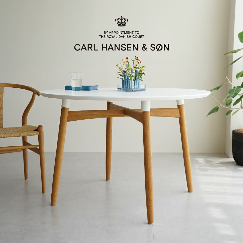 BA103 プレルディア ラウンドテーブル 110（天板：ホワイトラミネート／フレーム：オーク オイルフィニッシュ）