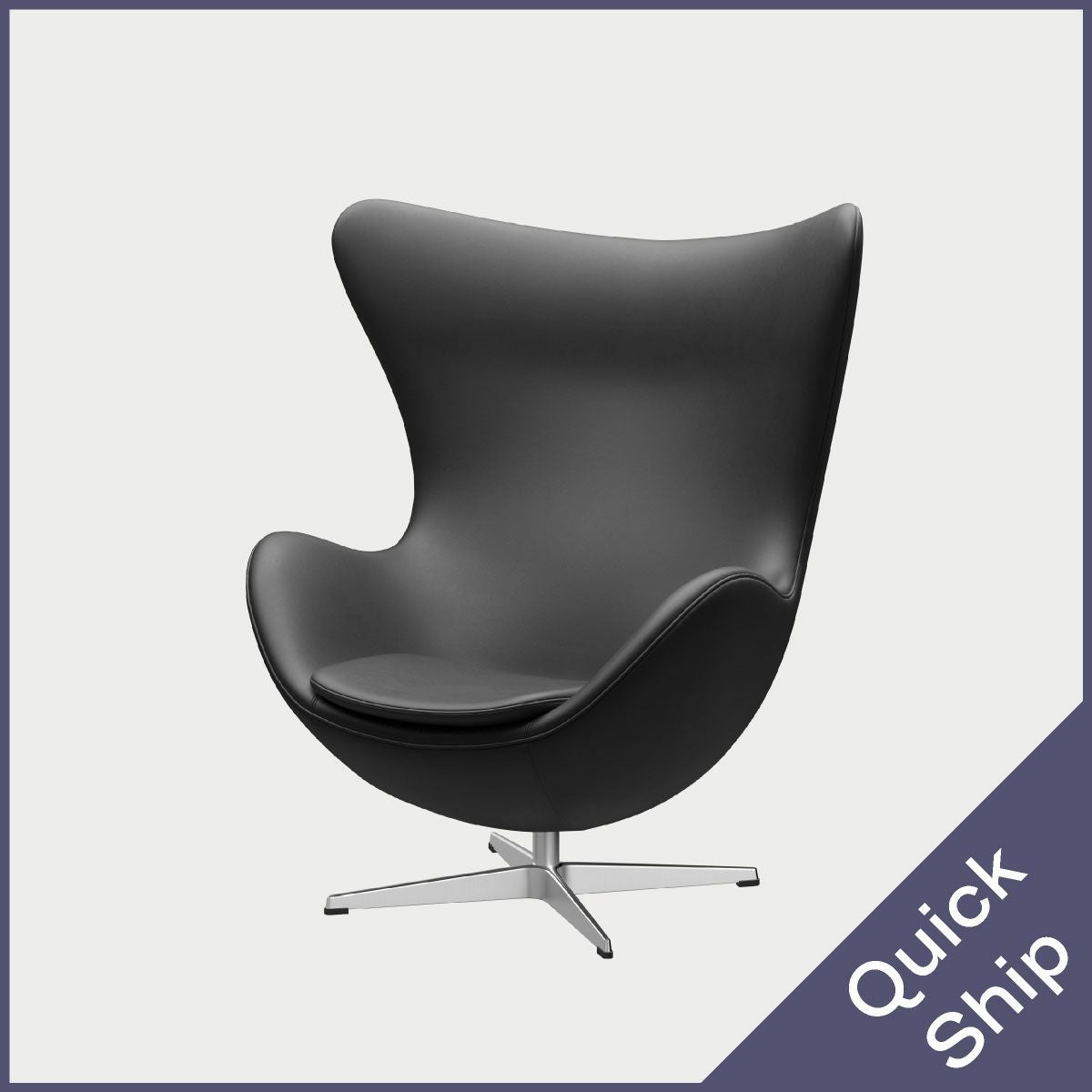 FRITZ HANSEN（フリッツ・ハンセン）EGG（エッグチェア）アルミニウムサテン仕上げ CATEGORY3 / エッセンシャルレザー（ブラック）