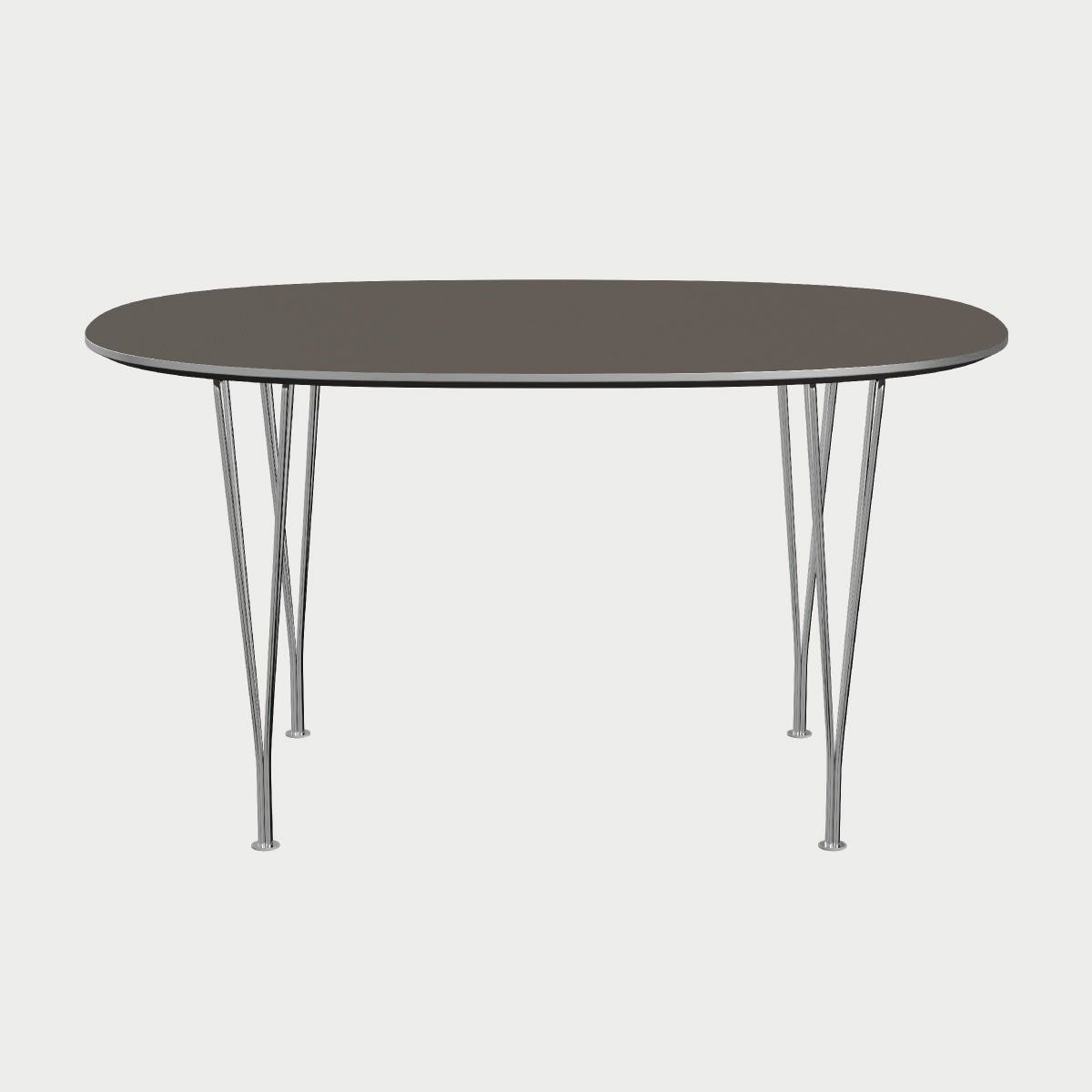 FRITZ HANSEN（フリッツ・ハンセン）SUPERELLIPSE（スーパー楕円テーブル）B611（ダイニングテーブル135×90cm）ラミネート / スパンレッグ グレー天板×クローム仕上げ