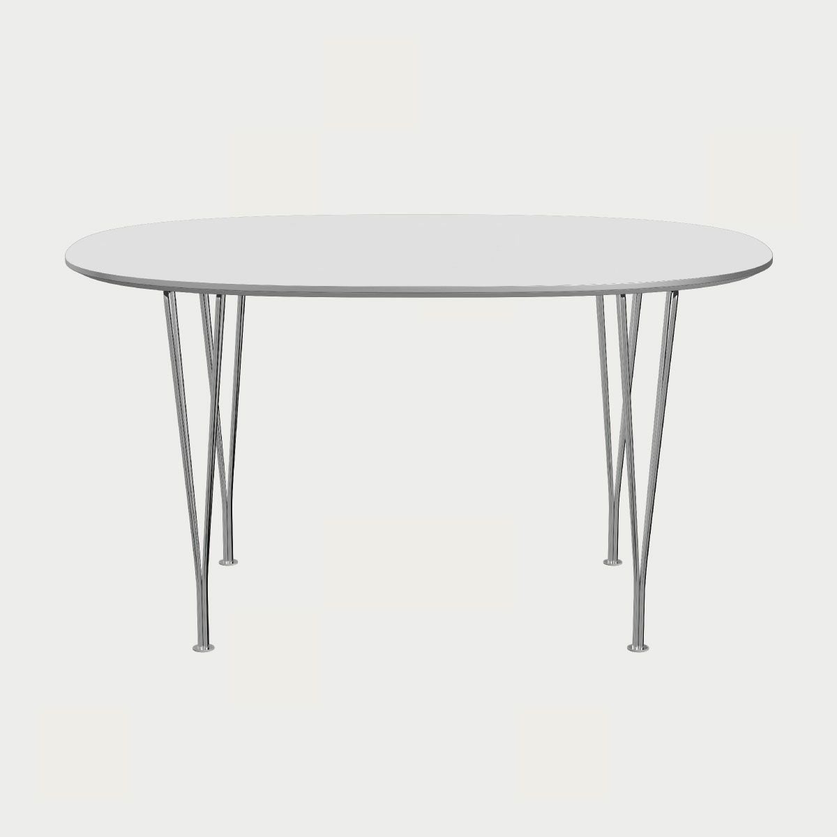 FRITZ HANSEN（フリッツ・ハンセン）SUPERELLIPSE（スーパー楕円テーブル）B611（ダイニングテーブル135×90cm）ラミネート / スパンレッグ ホワイト天板×クローム仕上げ