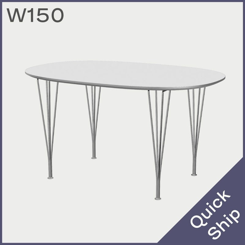 FRITZ HANSEN（フリッツ・ハンセン）SUPERELLIPSE（スーパー楕円テーブル）B612（ダイニングテーブル150×100cm）ラミネート / スパンレッグ ホワイト天板×クローム仕上げ