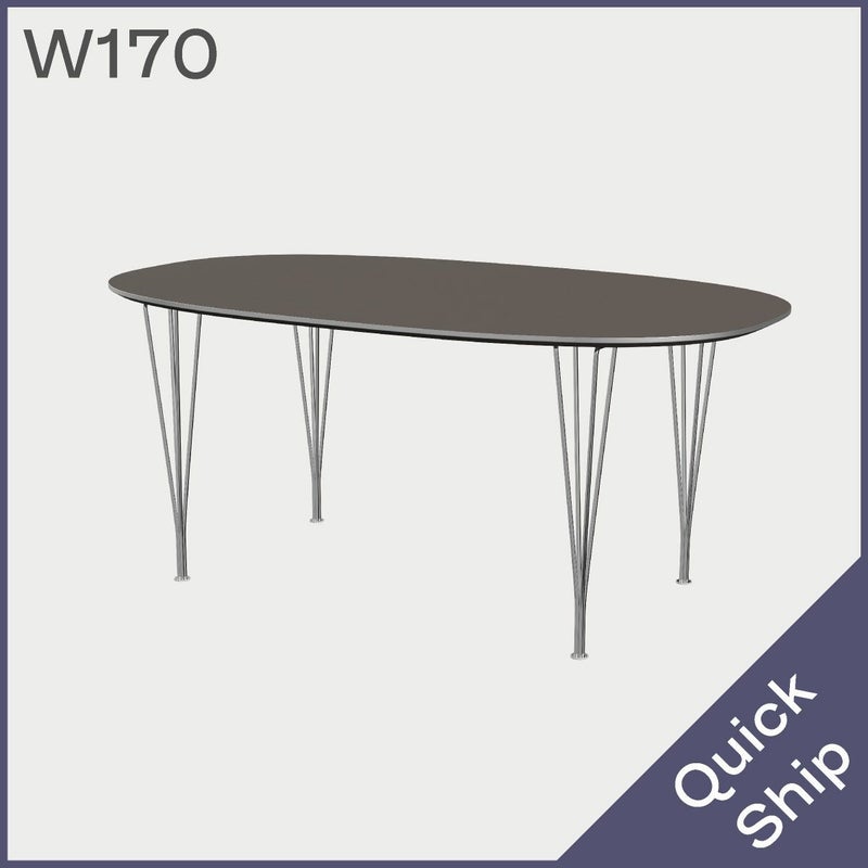 FRITZ HANSEN（フリッツ・ハンセン）SUPERELLIPSE（スーパー楕円テーブル）B616（ダイニングテーブル170×100cm）ラミネート / スパンレッグ グレー天板×クローム仕上げ